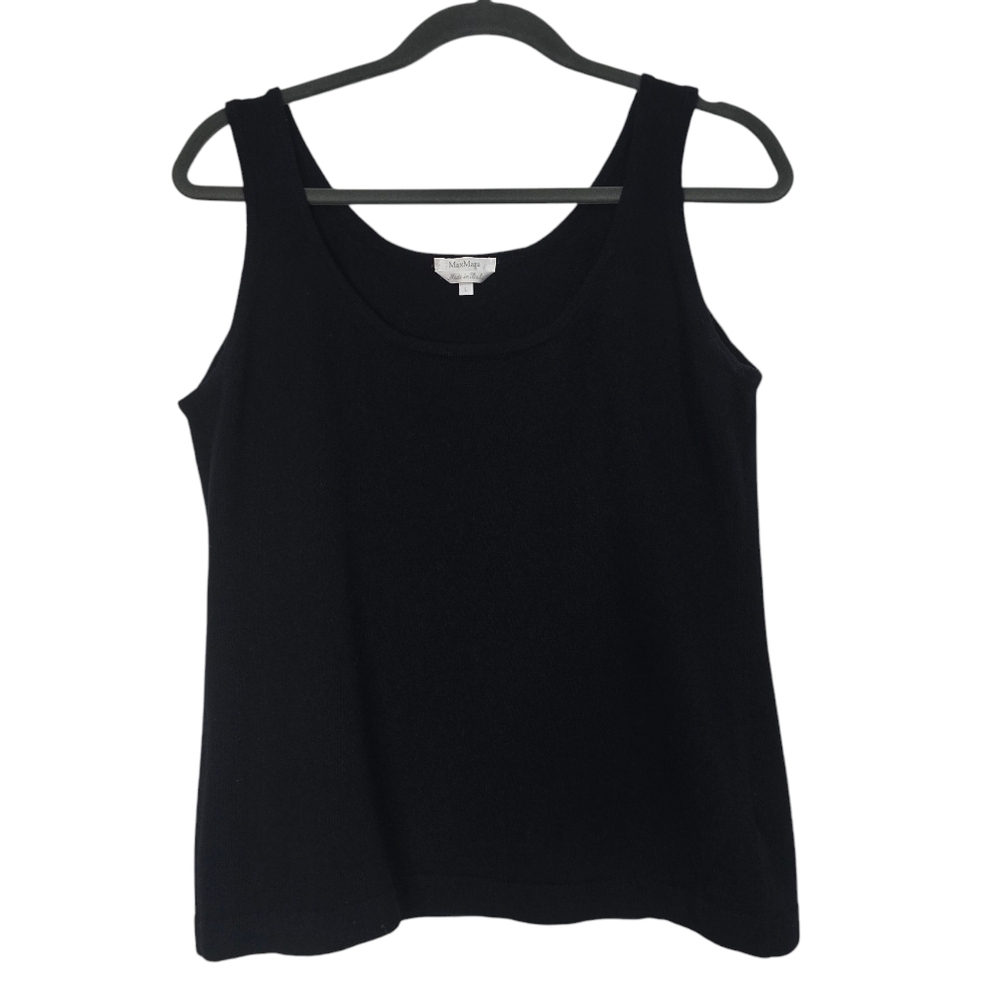 Max Mara Made in Italy Wool Cashmere Black Sweater Vest soft Neutral Quiet luxur